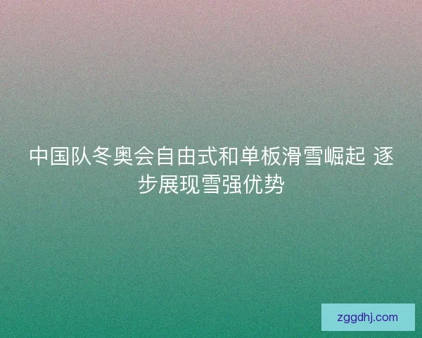 中国队冬奥会自由式和单板滑雪崛起 逐步展现雪强优势