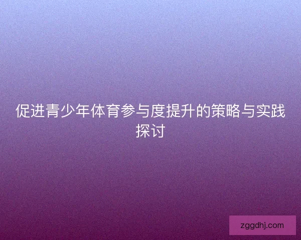 促进青少年体育参与度提升的策略与实践探讨
